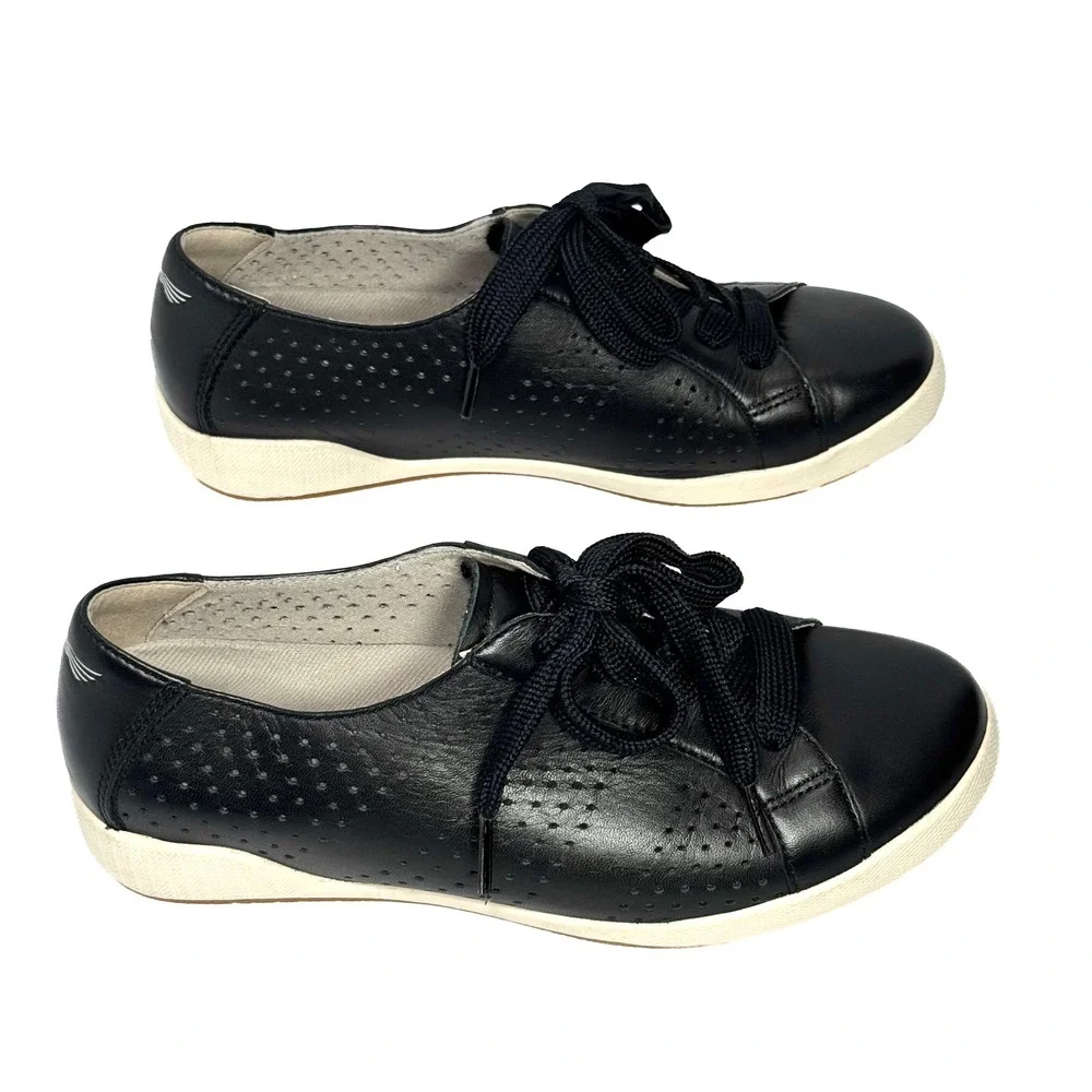 Dansko Orli Sneakers Womens EU 38 US 7.5-8 Black Nappa Leather Comfort Lace Up